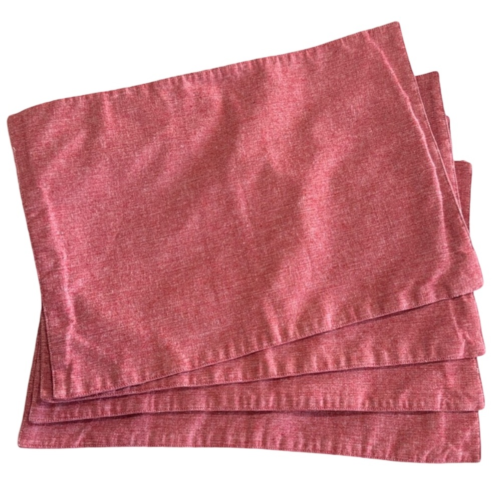 Aman Red Woven Textile Rectangular Placemats Set of 4